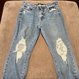 Judy Blue Light Blue Distressed Boyfriend Jeans